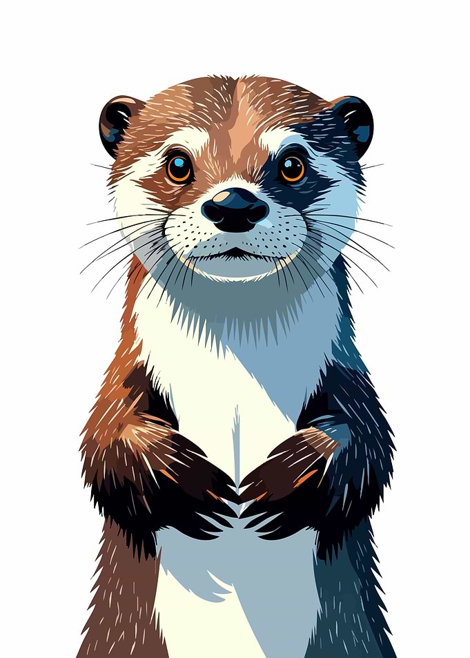 Cute Otter Portrait on White Background