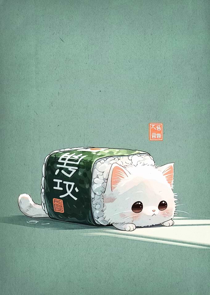 Sushi Cat Roll Cute Illustration
