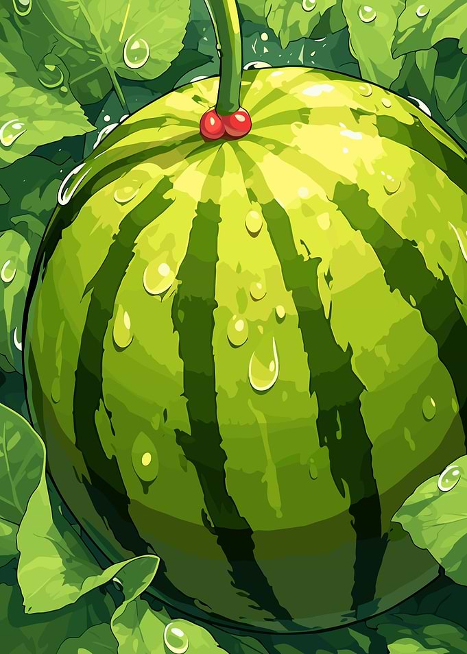Fresh Watermelon with Dew Drops