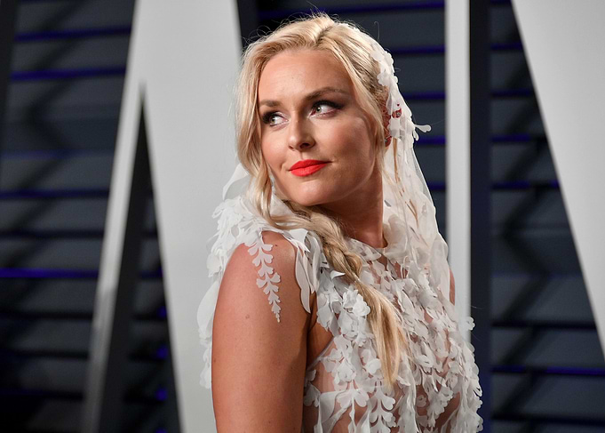 Lindsey Vonn in White Floral Dress