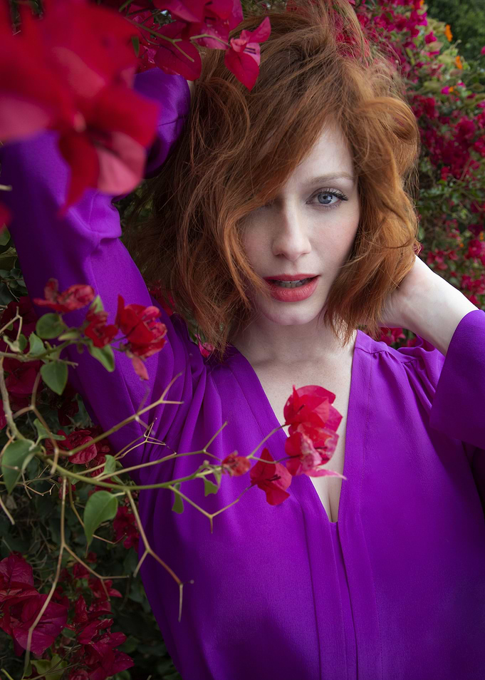 Christina Hendricks in Purple Dress