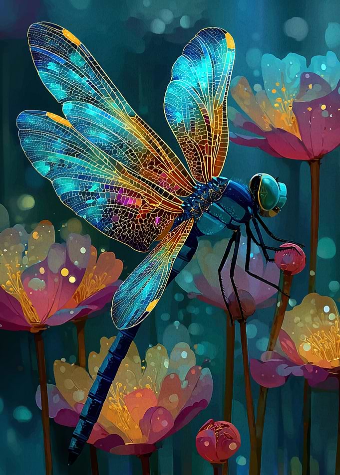 Dragonfly and Floral Fantasy