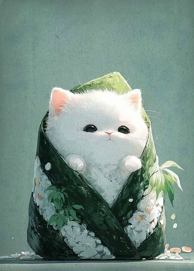 Sushi Cat Cute Digital Art