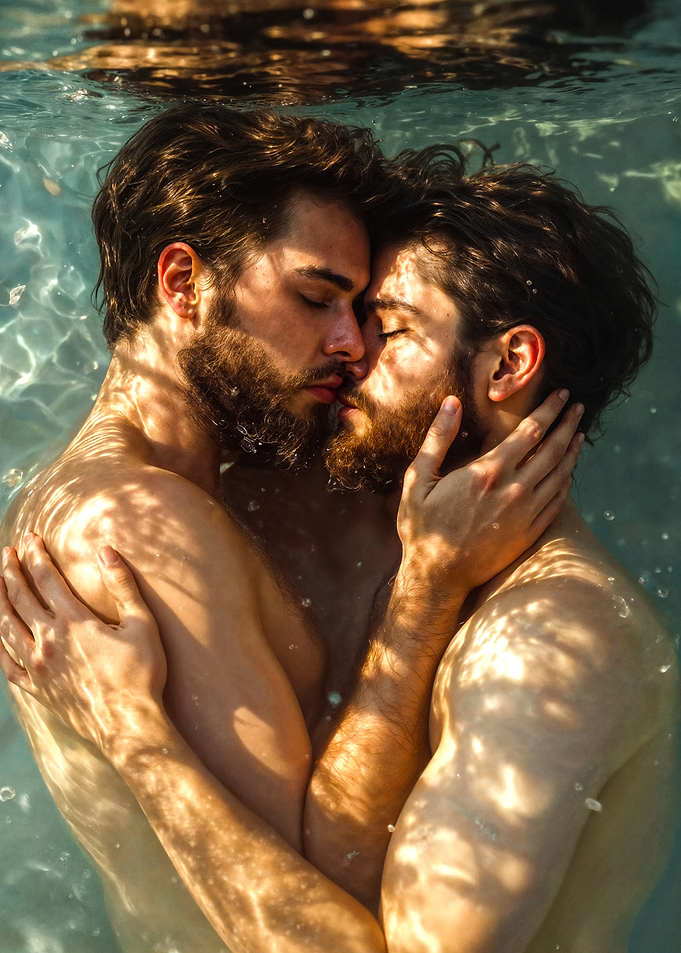 Underwater Embrace: Gay Couple in Love