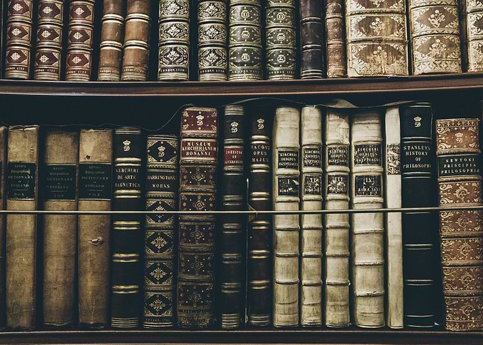 Antique Books on Shelves