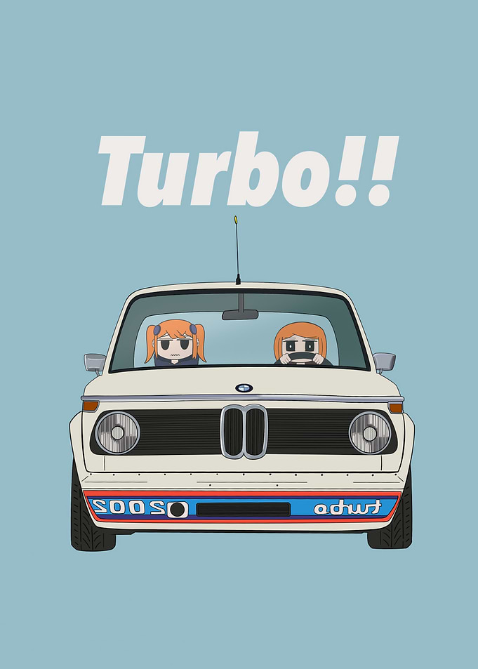 Turbo Car with Anime Style Characters