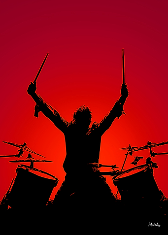 Rock Drummer Silhouette – Red Energy Poster