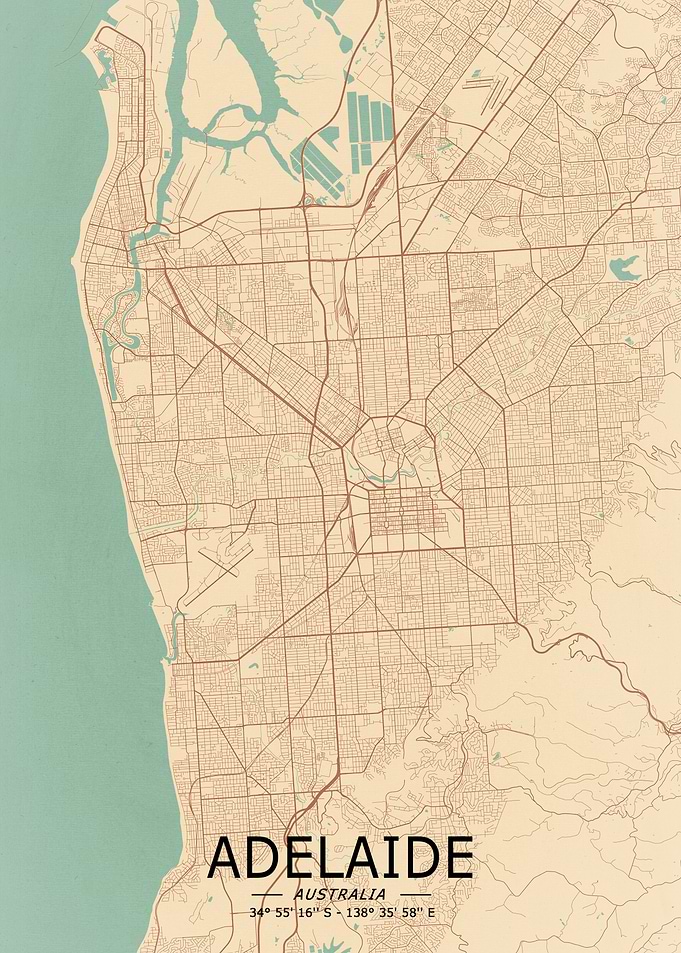 Adelaide Vintage Map