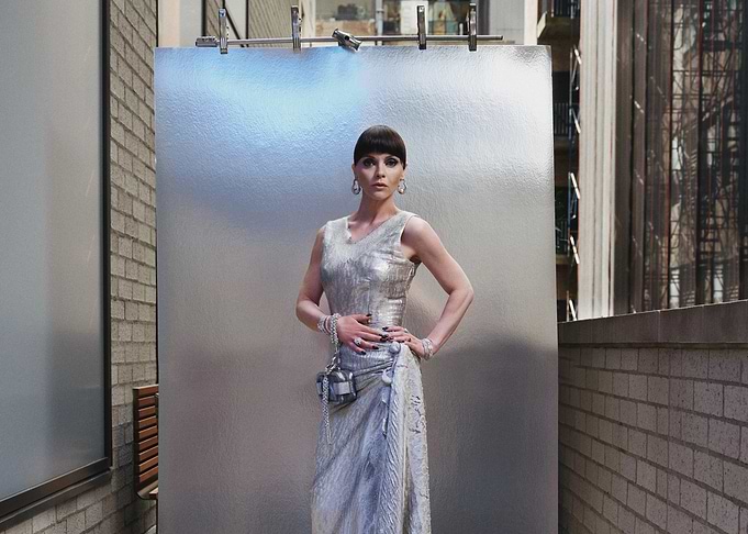 Woman in Silver Dress, Urban Setting