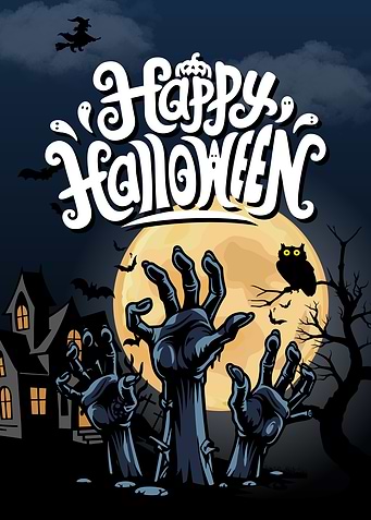 Happy Halloween Zombie Hands Illustration