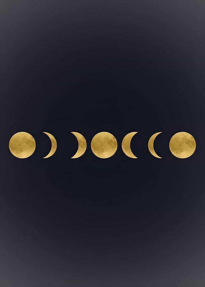 Golden Moon Phases on Dark Background