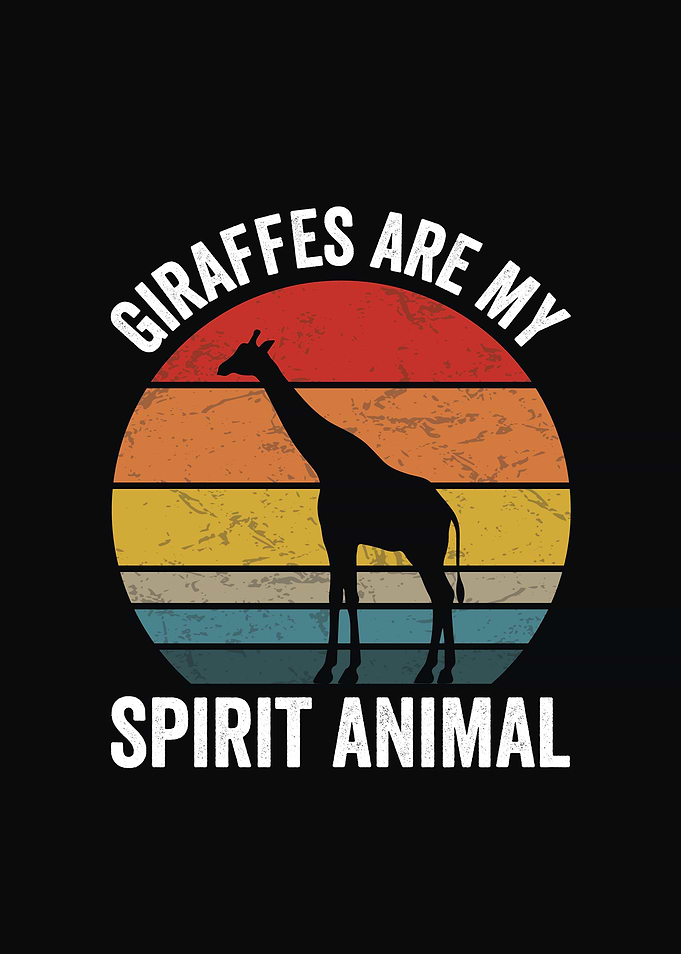 Giraffes are my spirit animal retro design