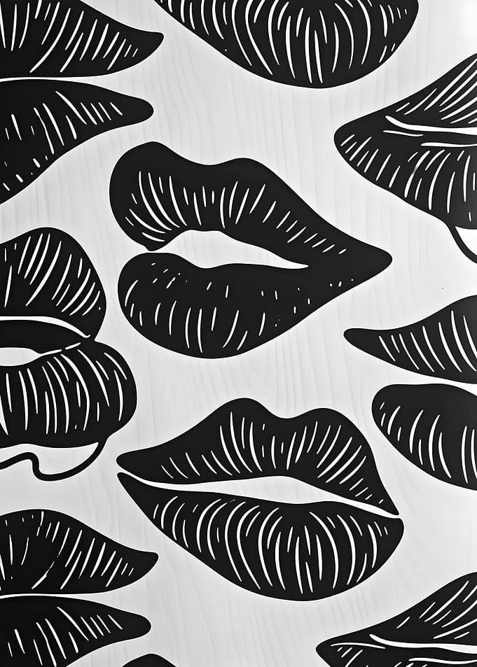 Black and White Lips Pattern