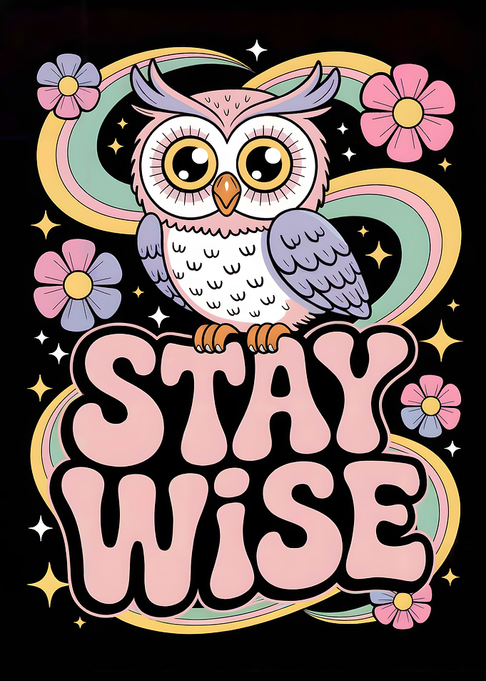 Stay Wise Owl Retro Art