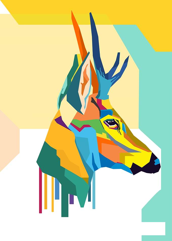 Colorful Deer Head Pop Art