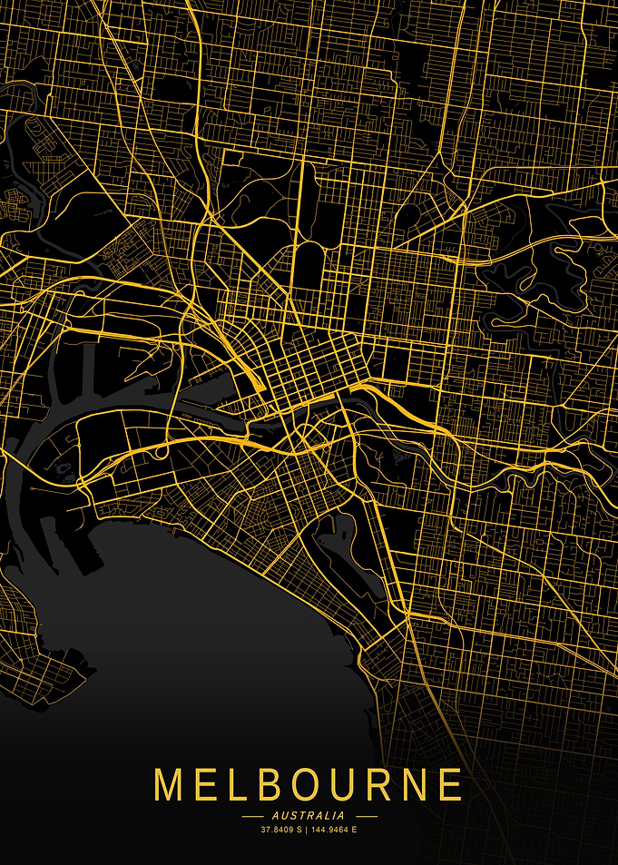 Golden Melbourne City Map