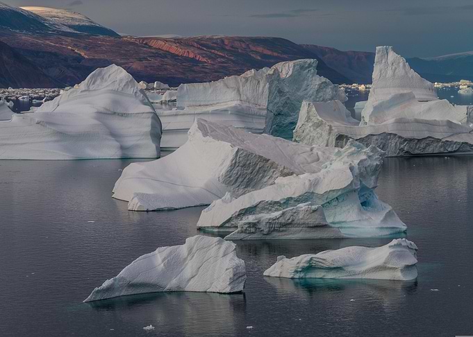 Icebergs in Arctic Waters