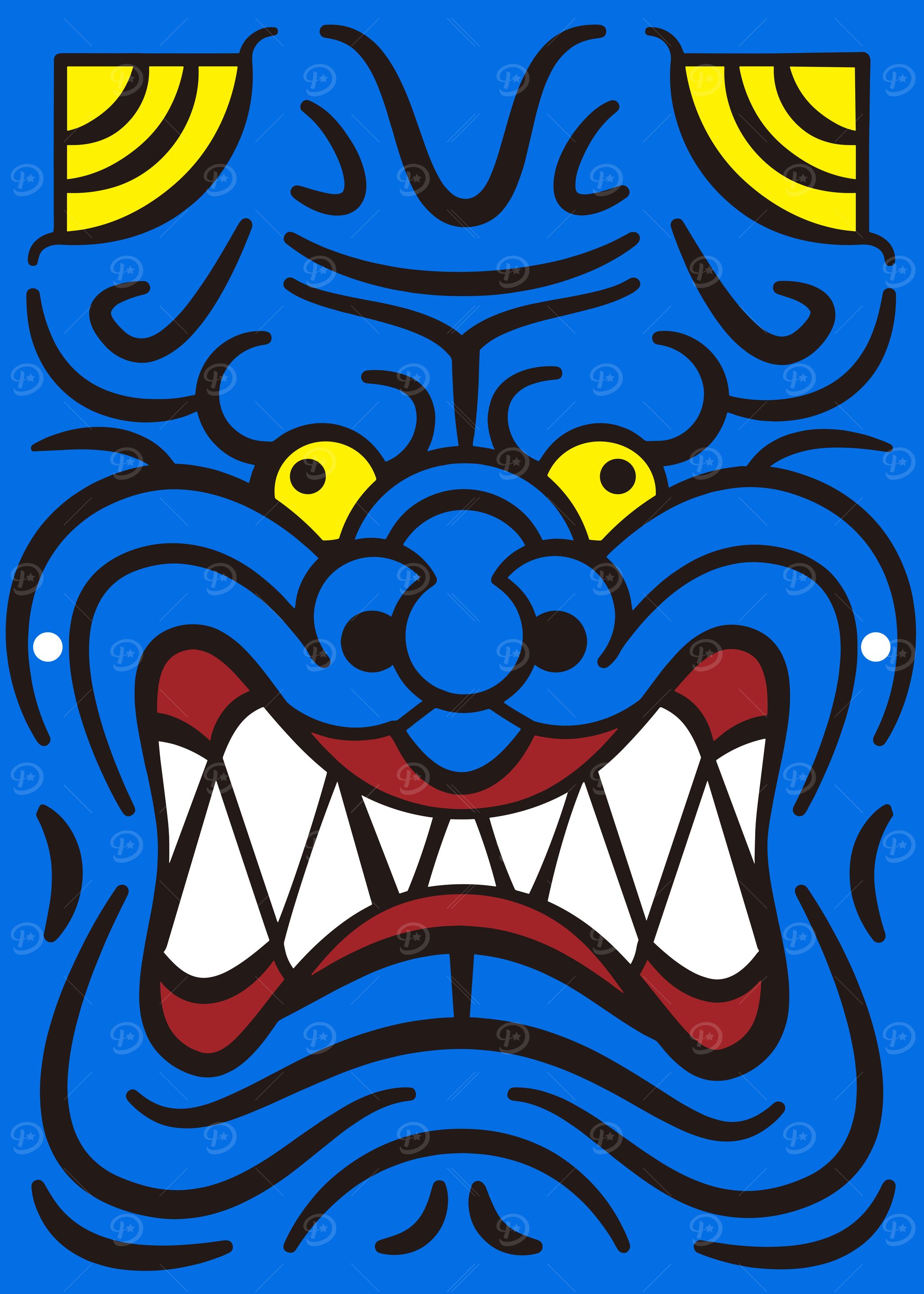 Blue Oni Mask Illustration
