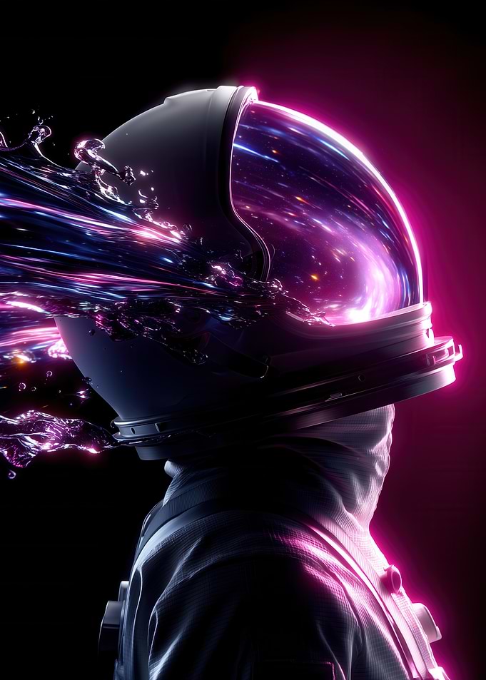 Astronaut Helmet with Galaxy Reflection