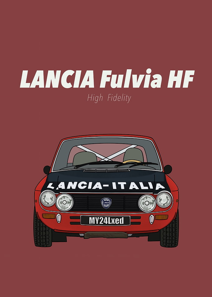 Lancia Fulvia HF Car Illustration