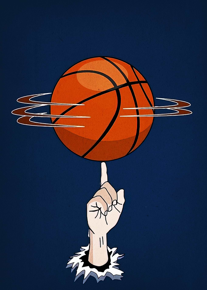 Spinning Basketball on Finger Illustration
