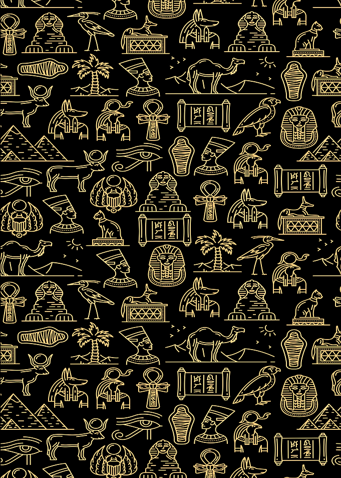 Egyptian Symbols Pattern on Black Background