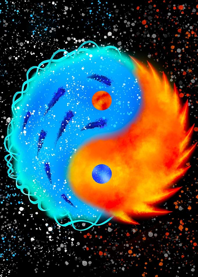 Yin Yang Fire and Ice Digital Art
