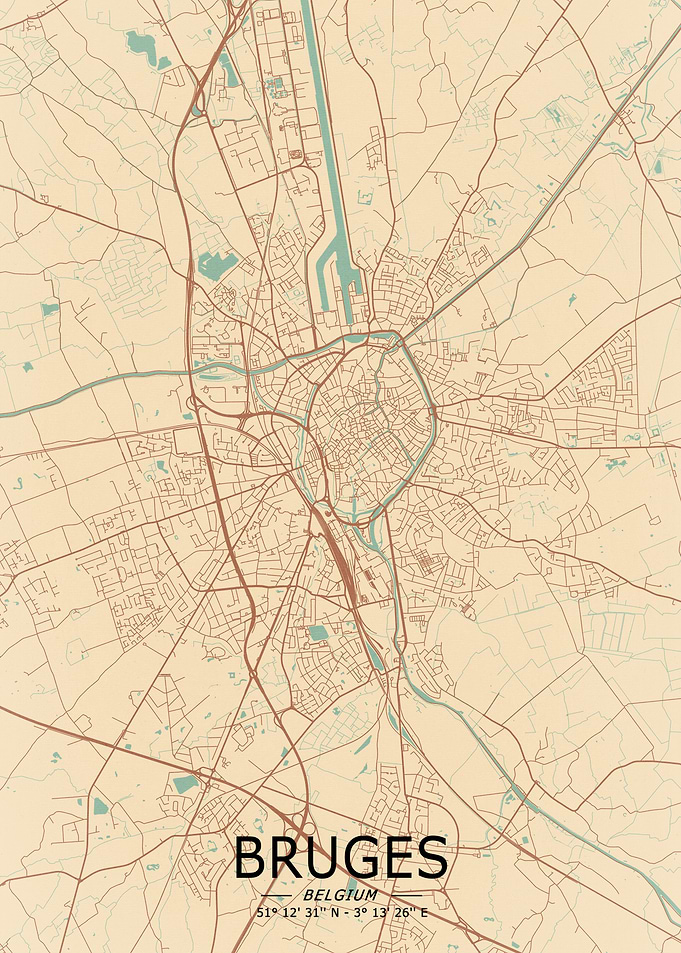 Bruges Vintage Map