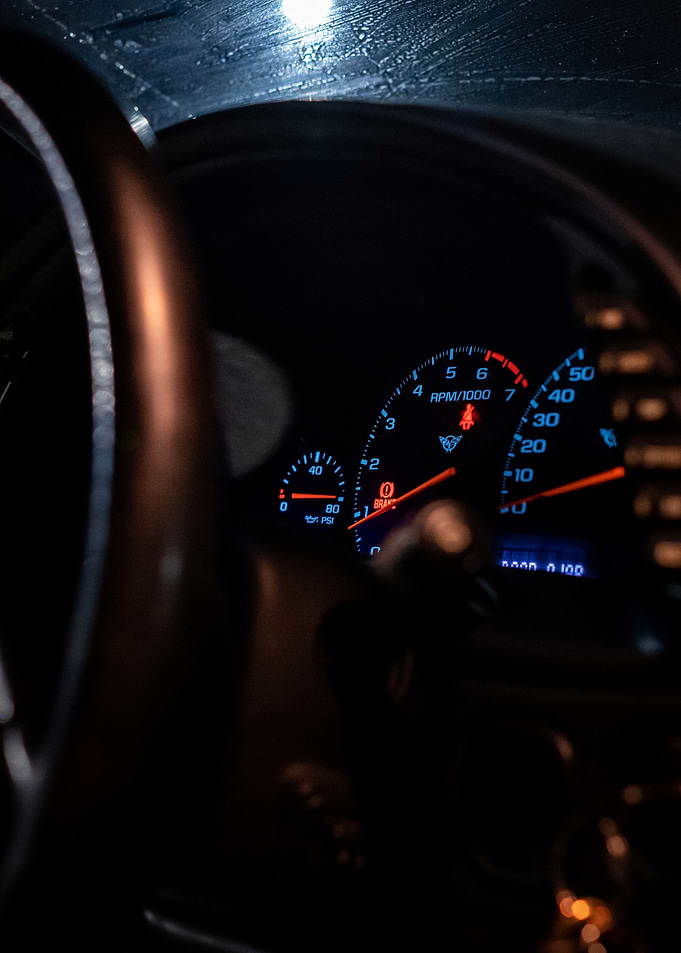 C5 corvette Dashboard at Night