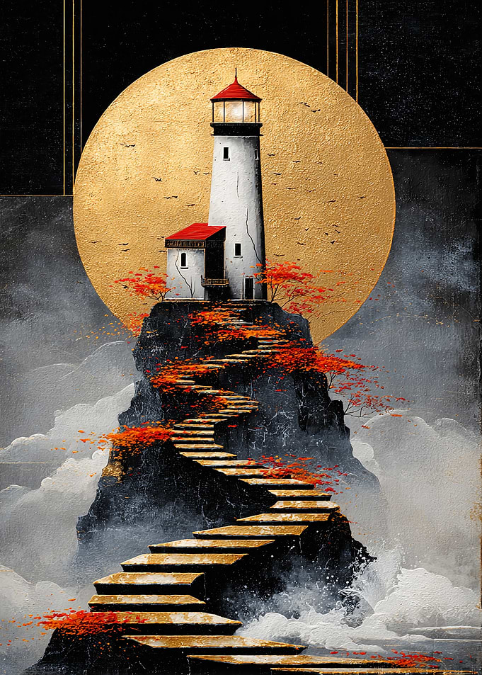 Lighthouse on a Cliff with Stairs
