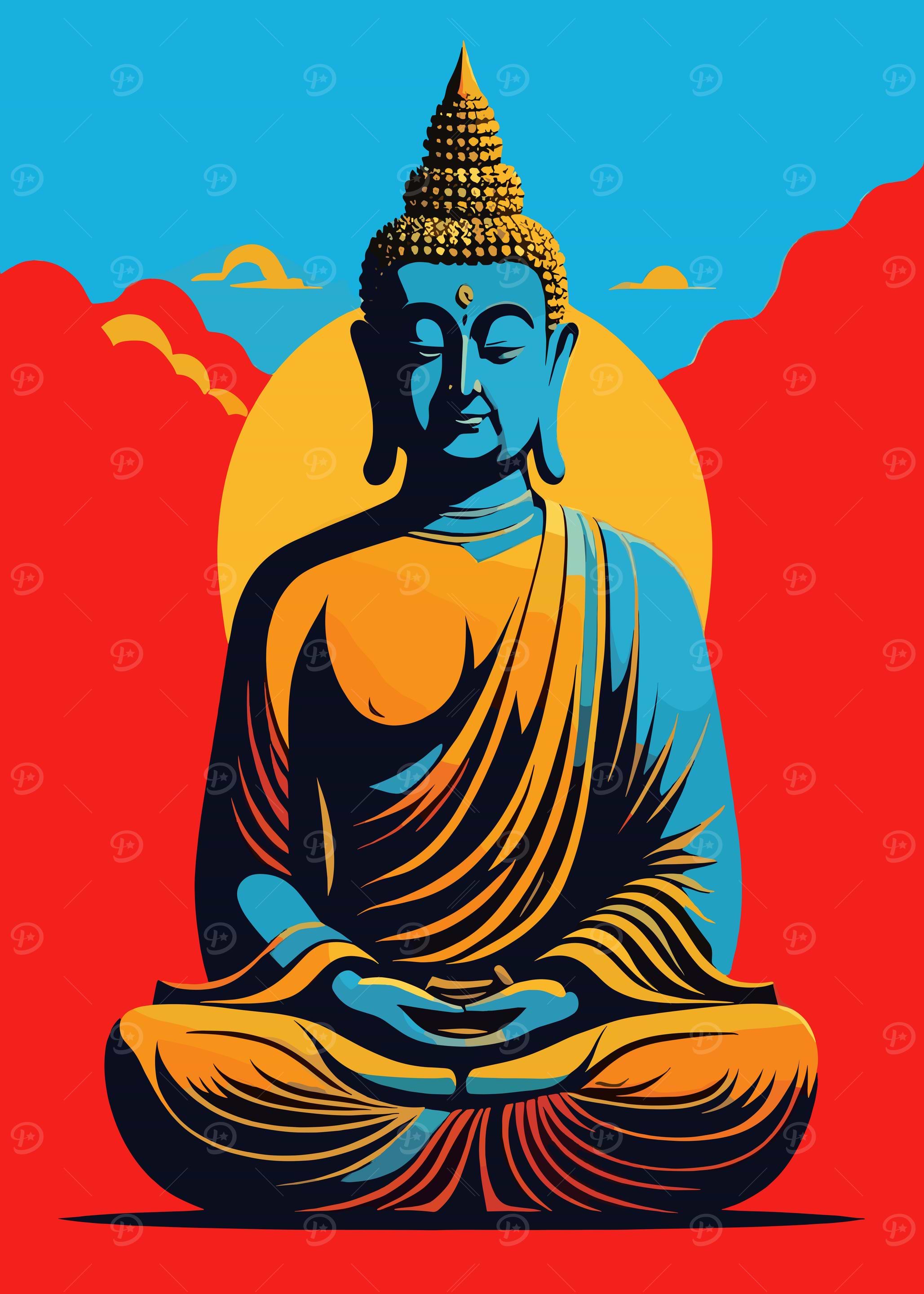 Buddha in Meditation, Pop Art Style