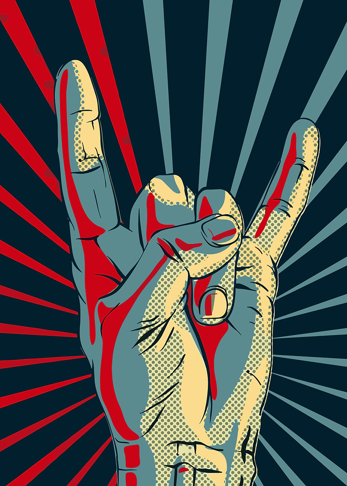 Rock On Hand Sign Pop Art