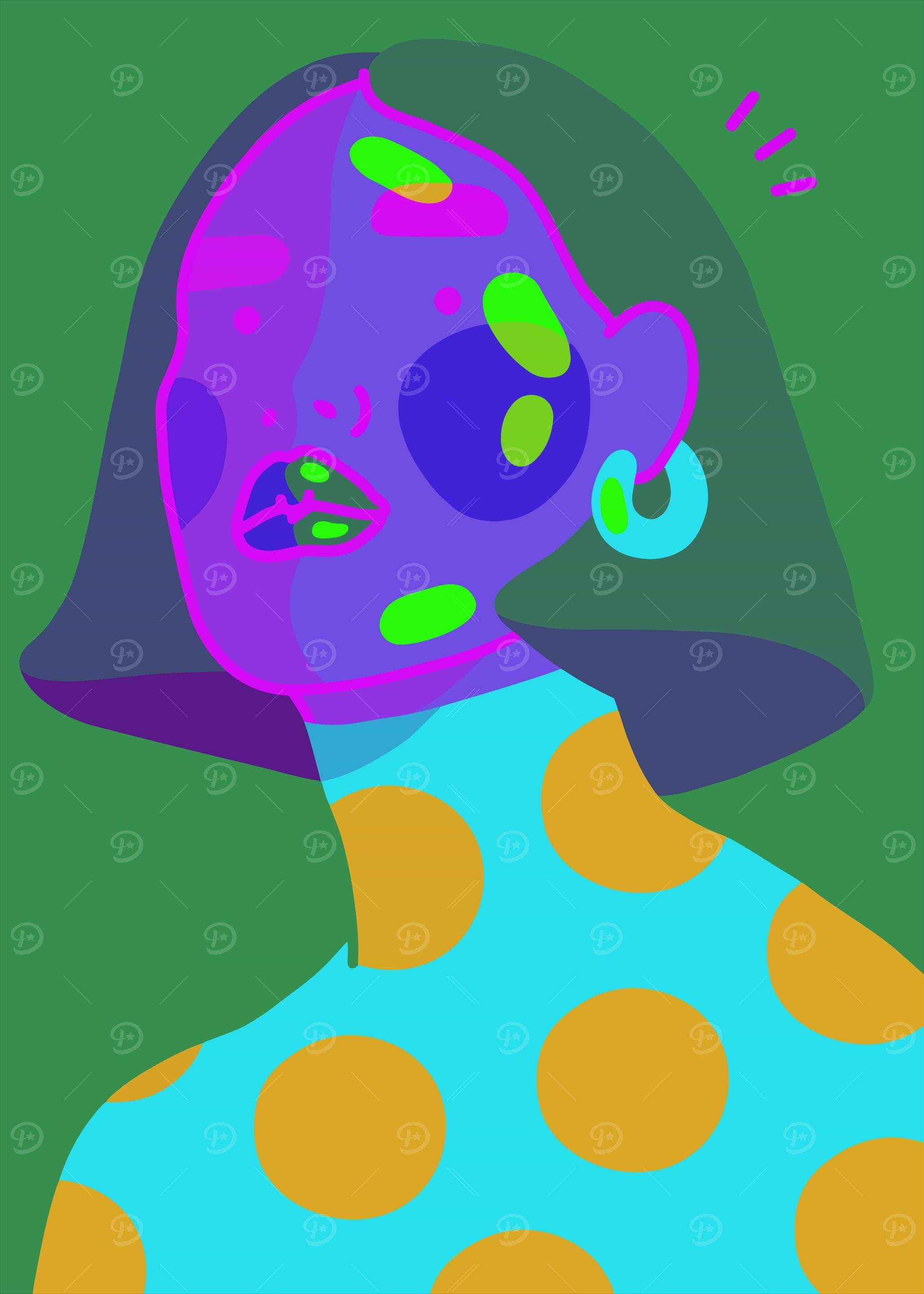 Colorful Portrait with Polka Dot Shirt