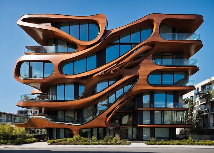 Unique Modern Building with Wood Facade