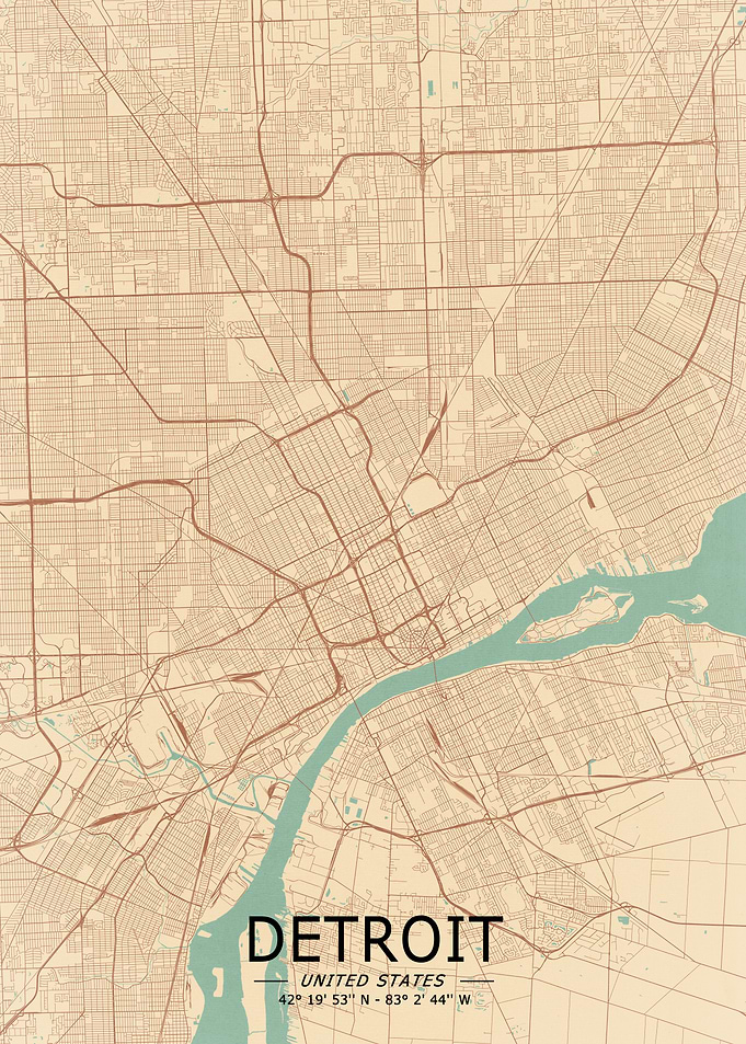 Detroit Vintage Map