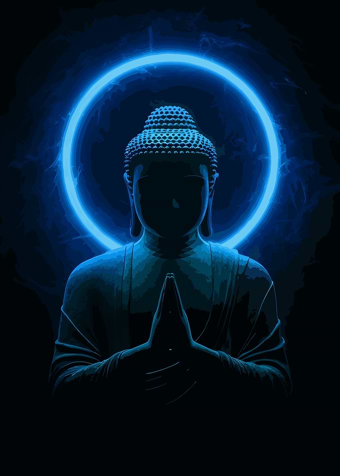 Blue Buddha with Halo