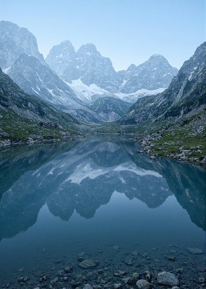 Mountain lake reflection landscape
