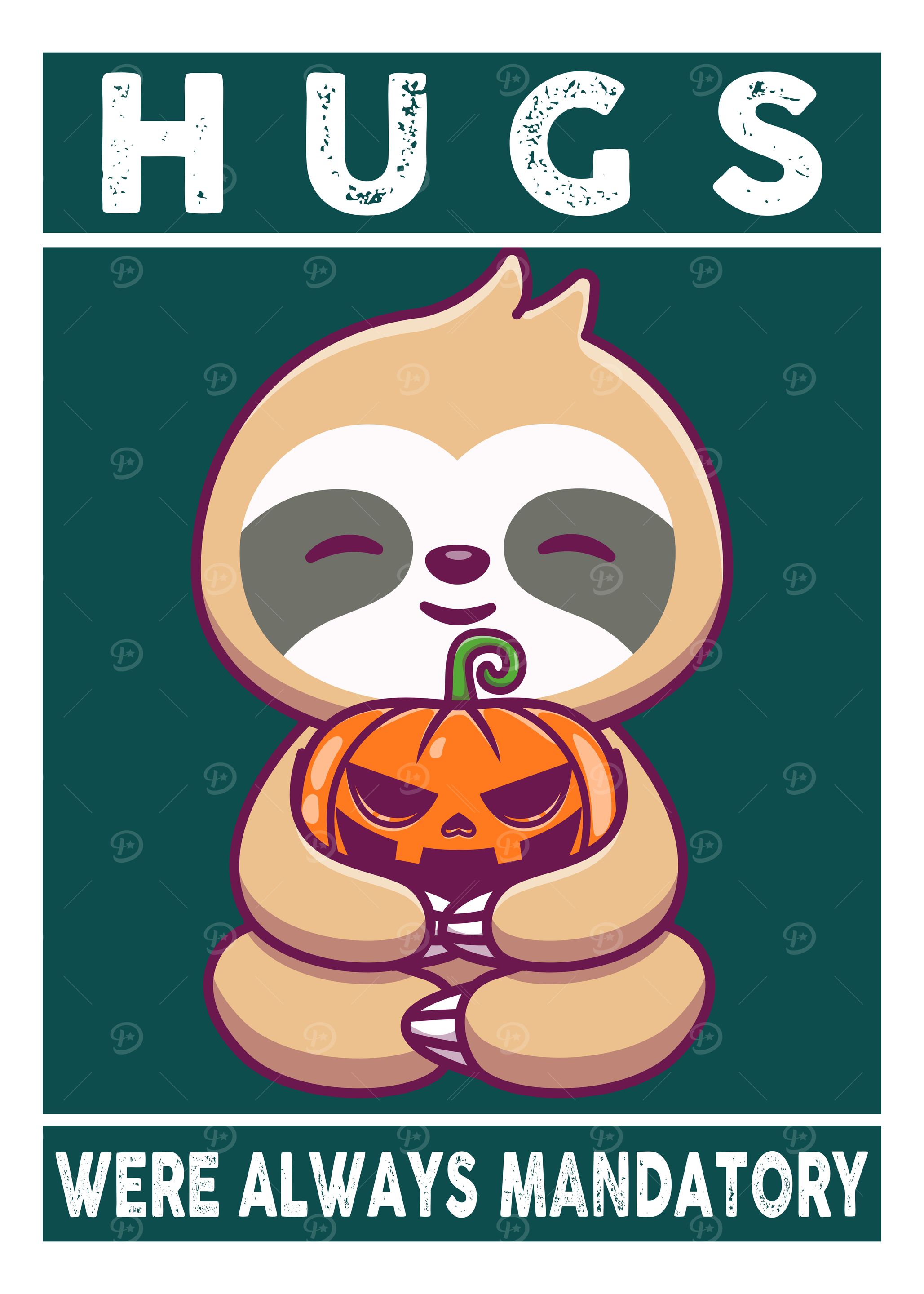Sloth Hugging Pumpkin - Halloween