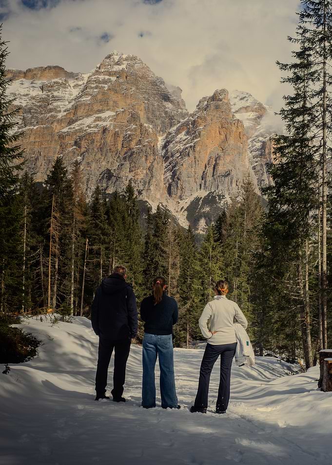 People Admiring Mountain View in Winter