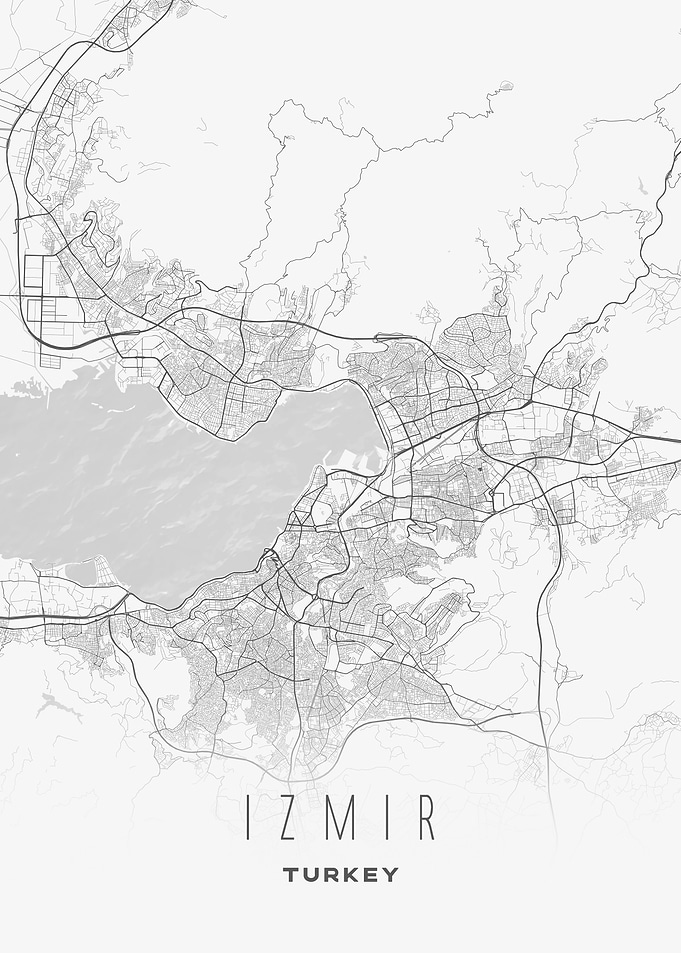 Minimalist Map of Izmir - Modern Turkey City Wall Art