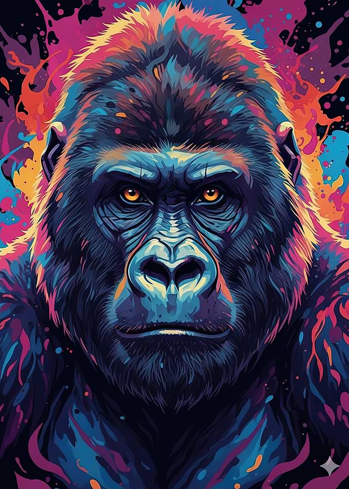 Colorful Gorilla Portrait V5