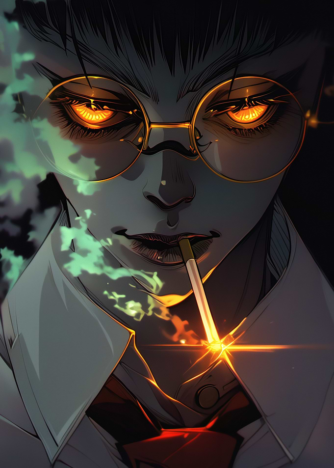Intense Gaze with Cigarette