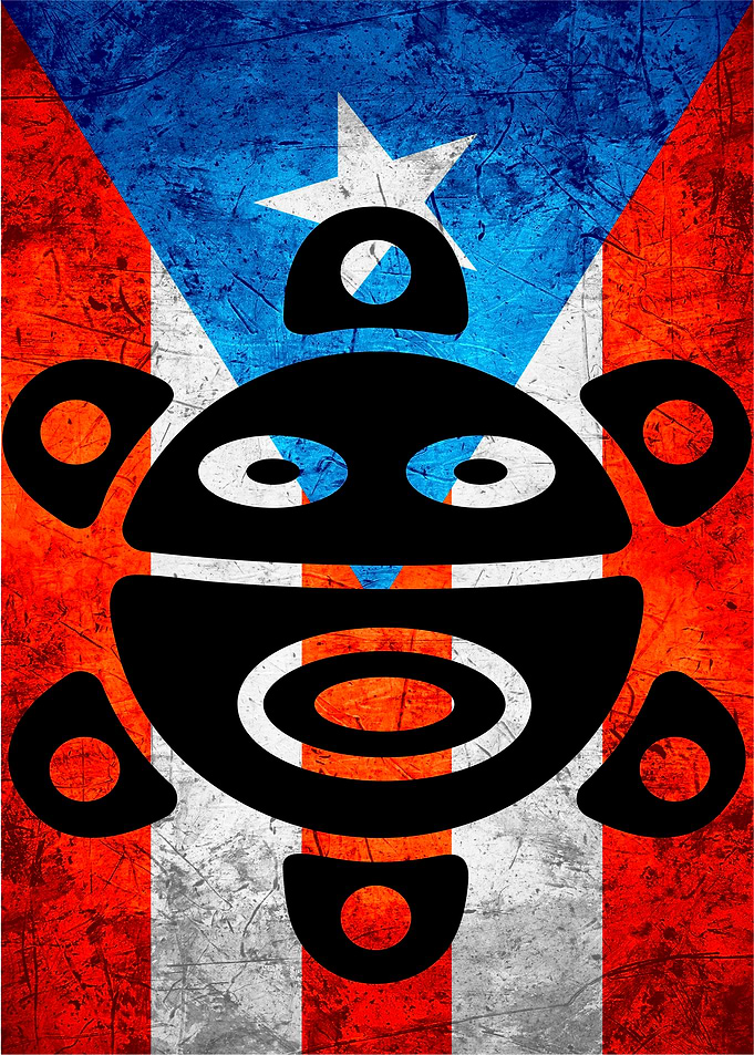 Puerto Rico Flag with Taino sun