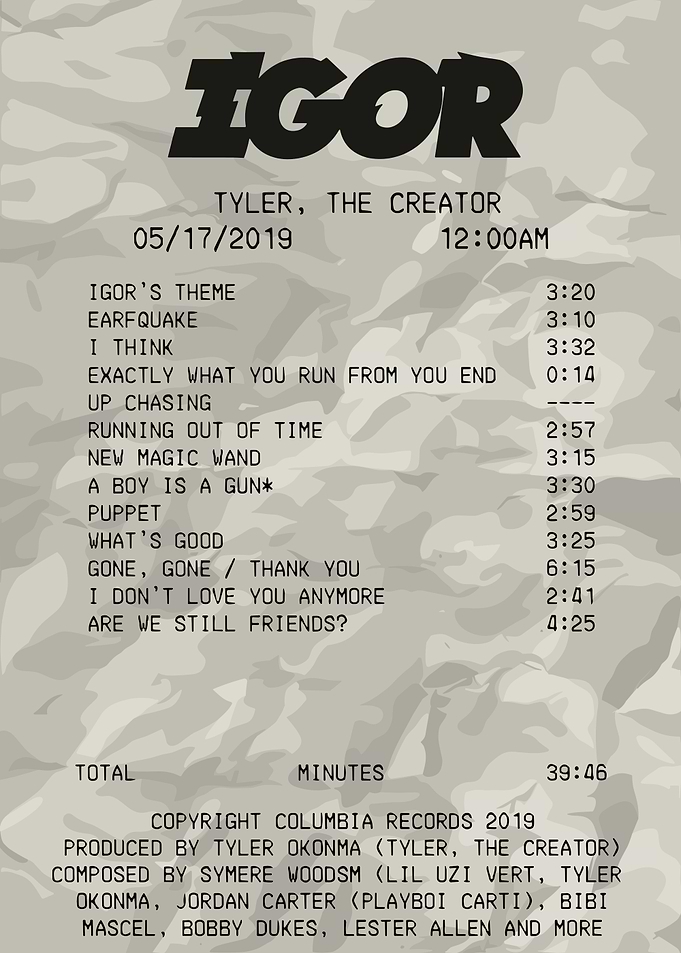 Igor Album Receipt by Tyler, Creator