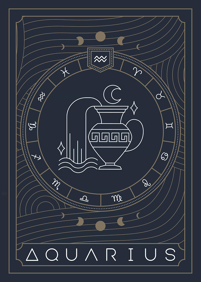Aquarius Zodiac Sign Art Deco Style