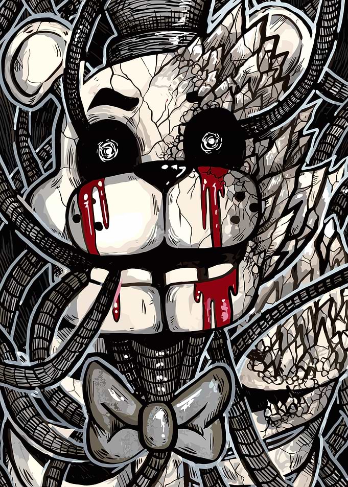Creepy Animatronic Bear with Blood