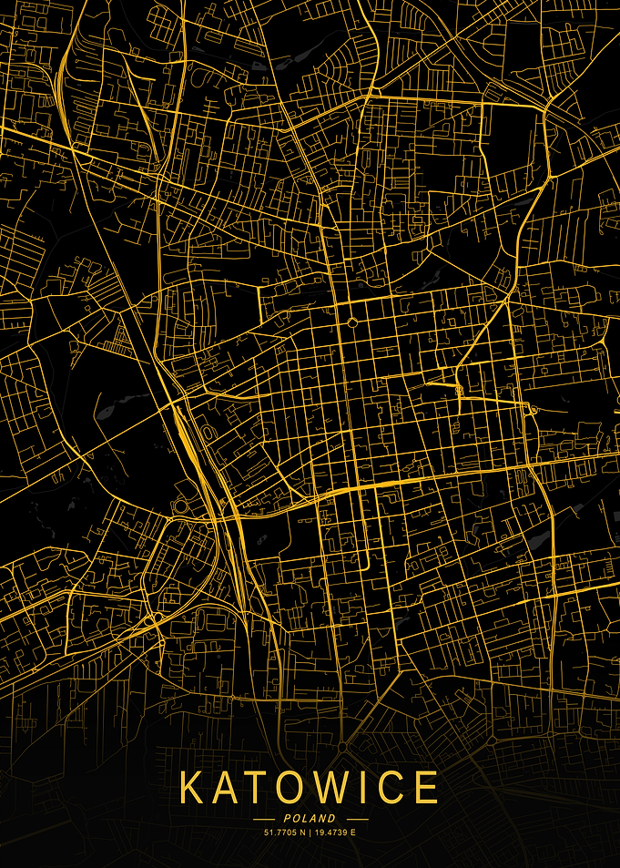 Golden Katowice City Map