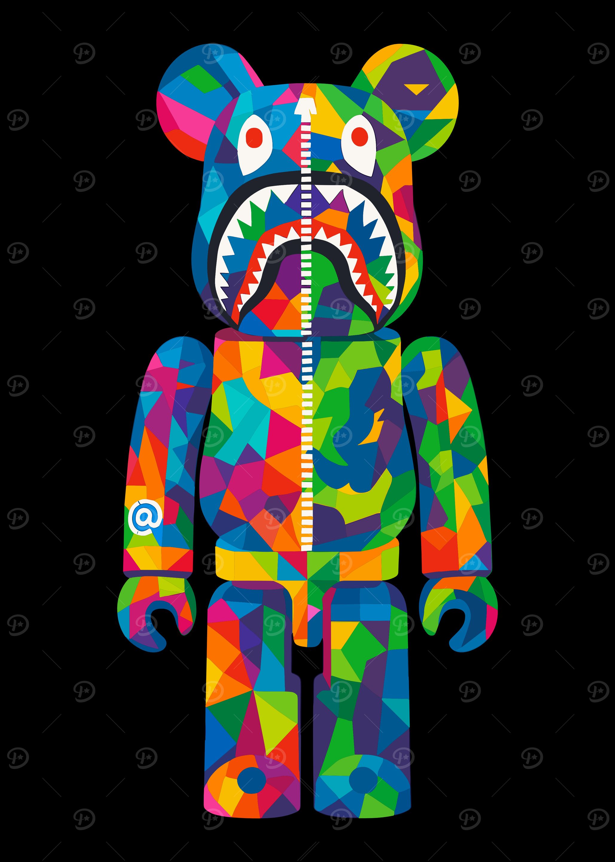 Colorful Bearbrick with Shark Design
