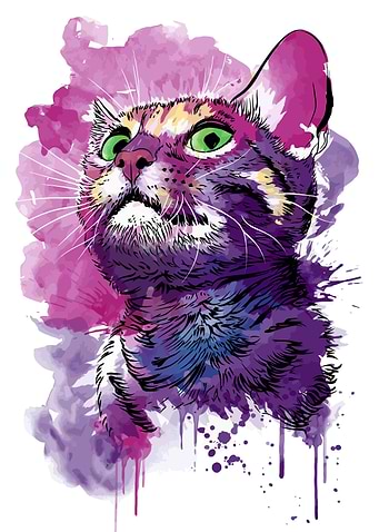 Watercolor Cat Portrait