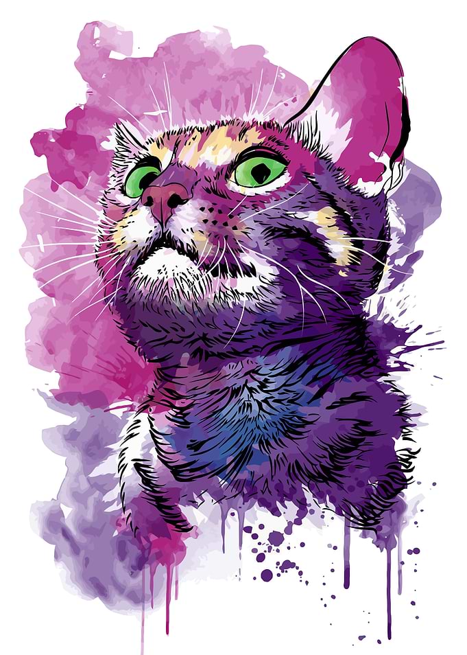 Watercolor Cat Portrait